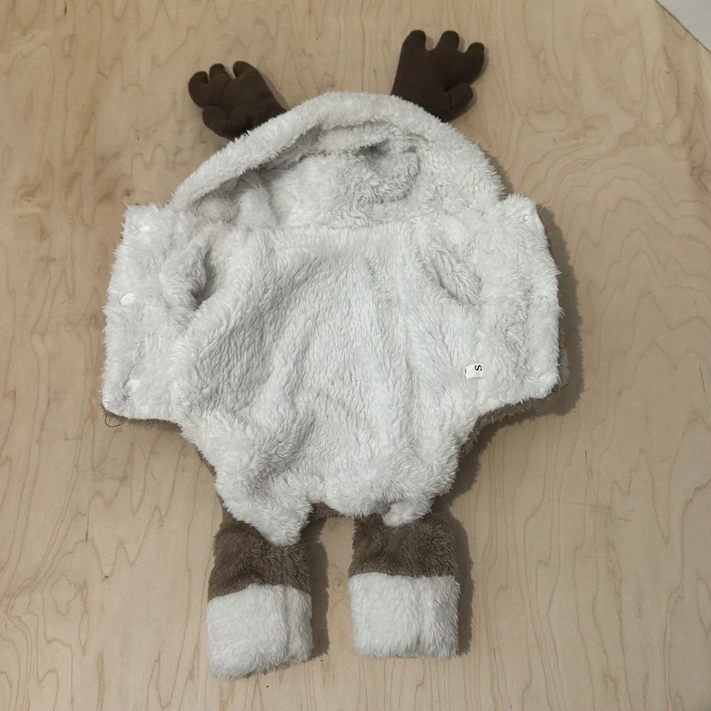 Reindeer Dog Costume – Brown Plush Fleece Christmas Pet Costume Size Small